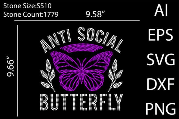 Antisocial Butterfly Rhinestone Design: A Sparkling Creative Asset