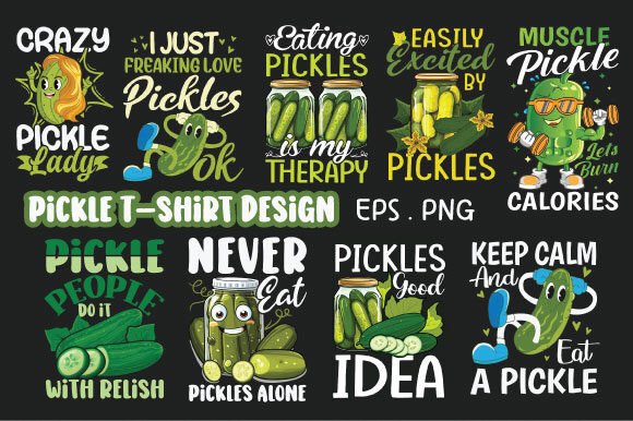 Cute Pickle Character T-shirt Design