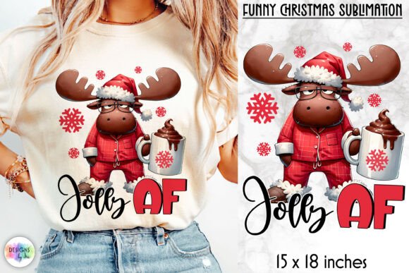 Jolly AF Funny Moose Christmas Design for Festive Crafts