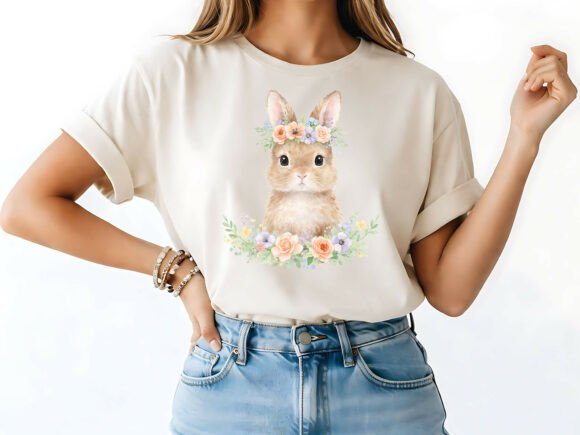 Pastel Flower Bunny T-Shirt Design: A Festive Spring Asset