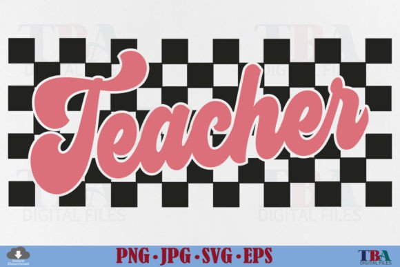 Retro Teacher Checkered SVG PNG Design: A Vintage Asset for Modern Projects
