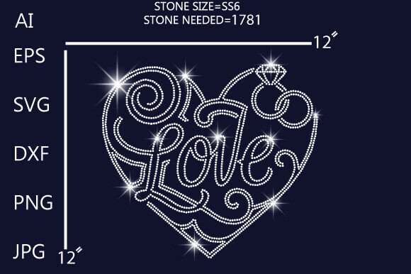 Rhinestone Heart Love Engagement Design