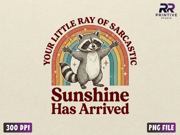 Sarcastic Sunshine Raccoon Design PNG: Unleash Creative Charm