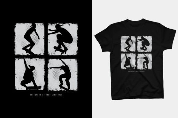 T Shirt Design - Skateboard: Creative Illustrations & Typography